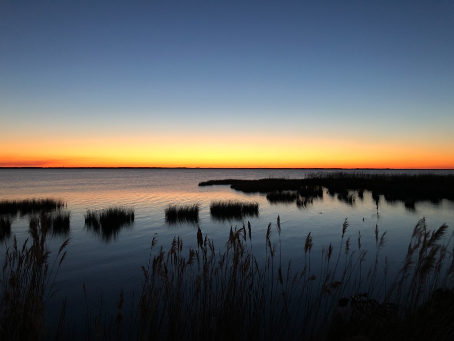 sunset over the bay duck NC