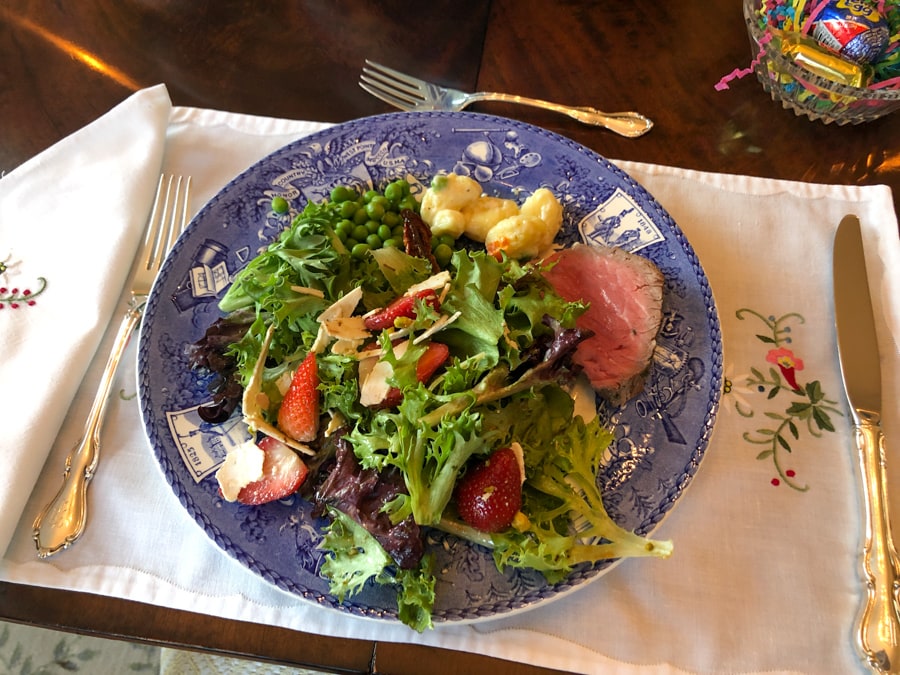 easter dinner - salad, tenderloin, gnocchi