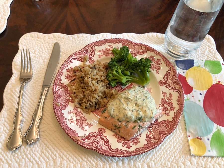 salmon with lemon mustard yogurt sauce