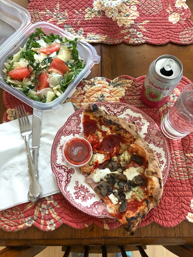 pizza from pupatella and salad