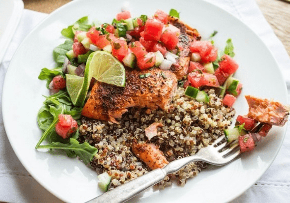 roasted salmon with watermelon salsa