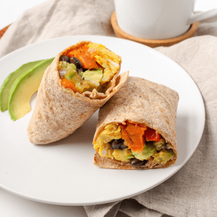 Vegetarian Sweet Potato Breakfast Burritos (Freezable, Yields 4)