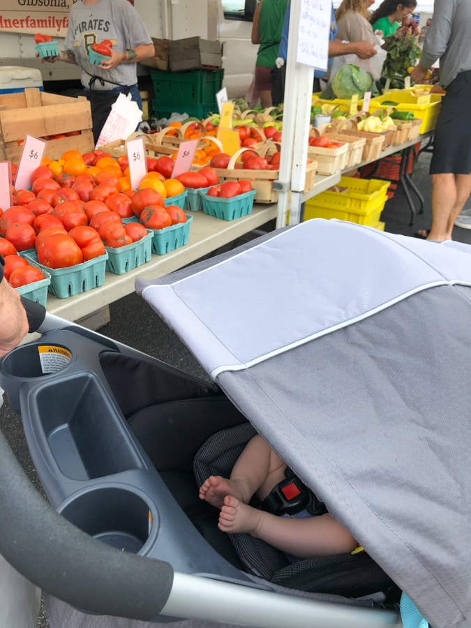 baby at farmer's market