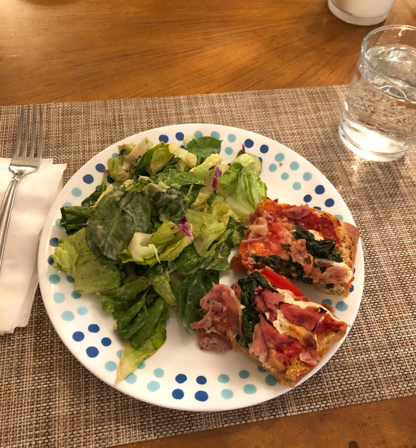 pizza with salad