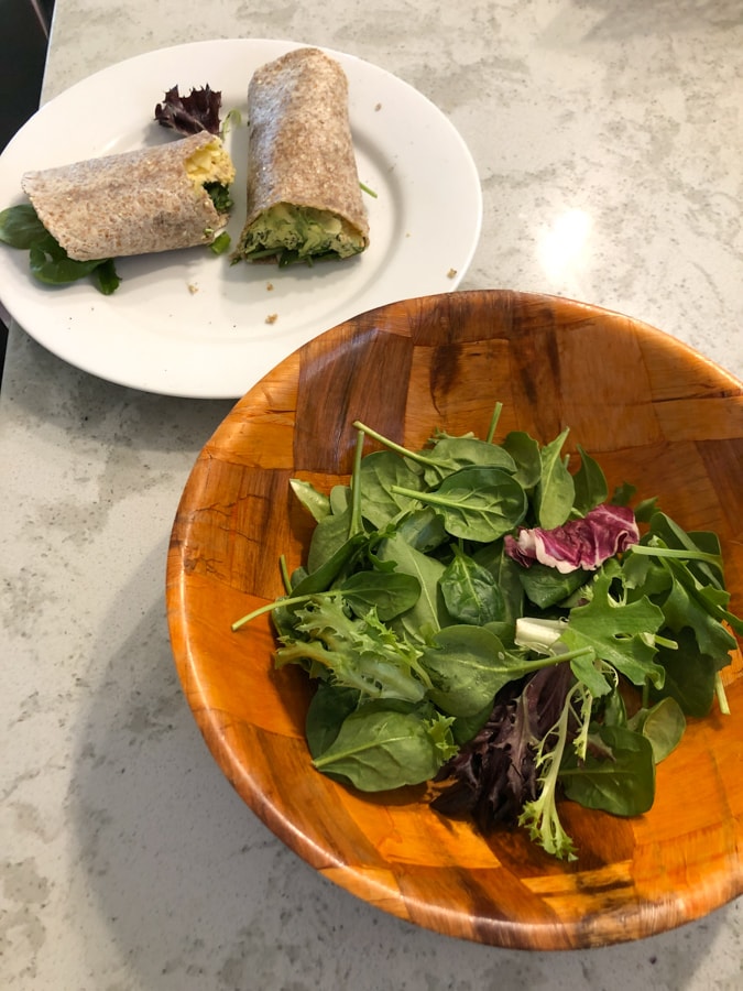 egg wrap and salad