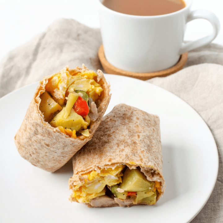 Freezable Meal Prep Sausage Egg Burritos with Veggies (Yields 4)