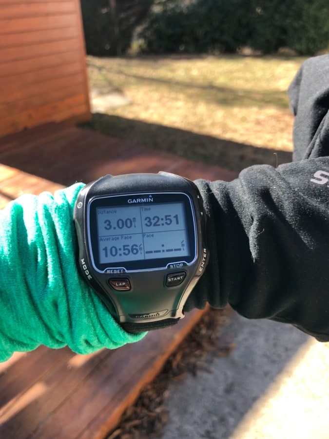 photo of garmin watch with stats 