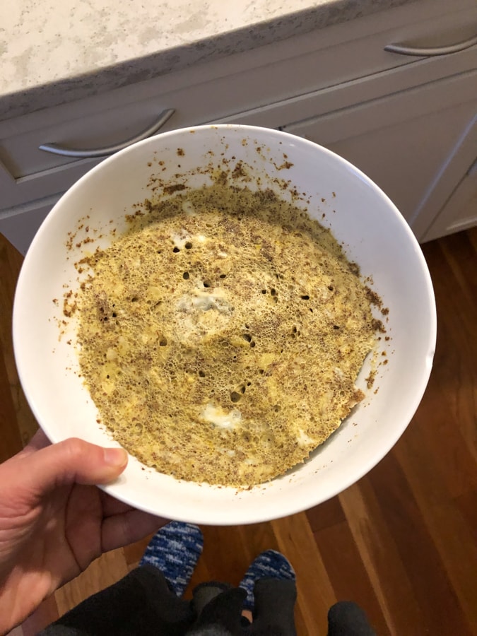 flour free breakfast pancake in bowl