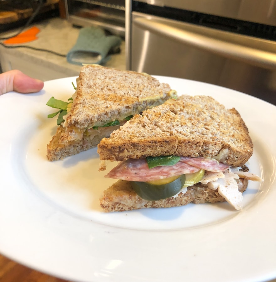 salami and pickle sandwich