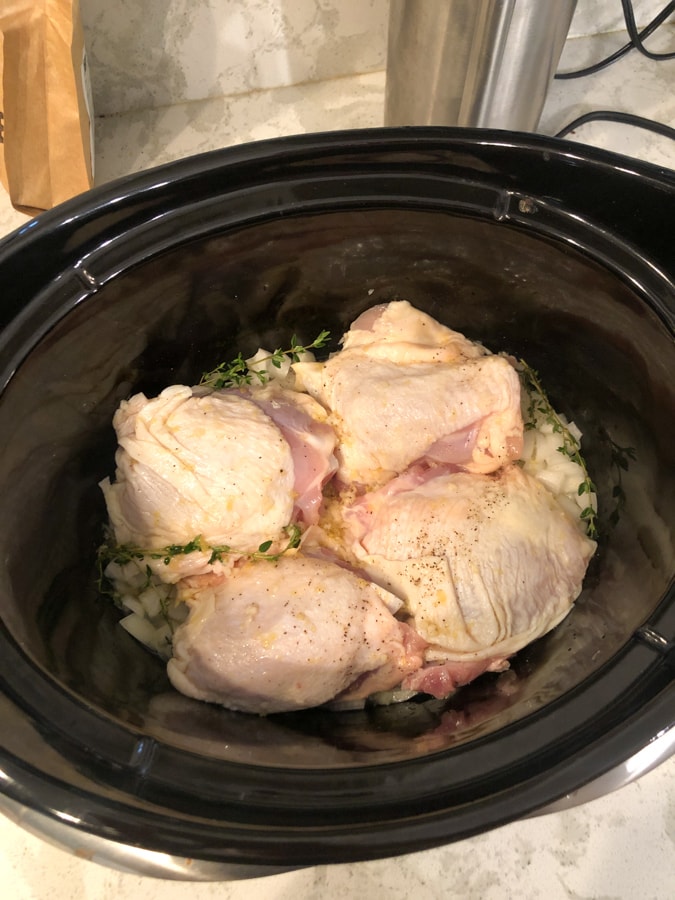 raw chicken in the slow cooker
