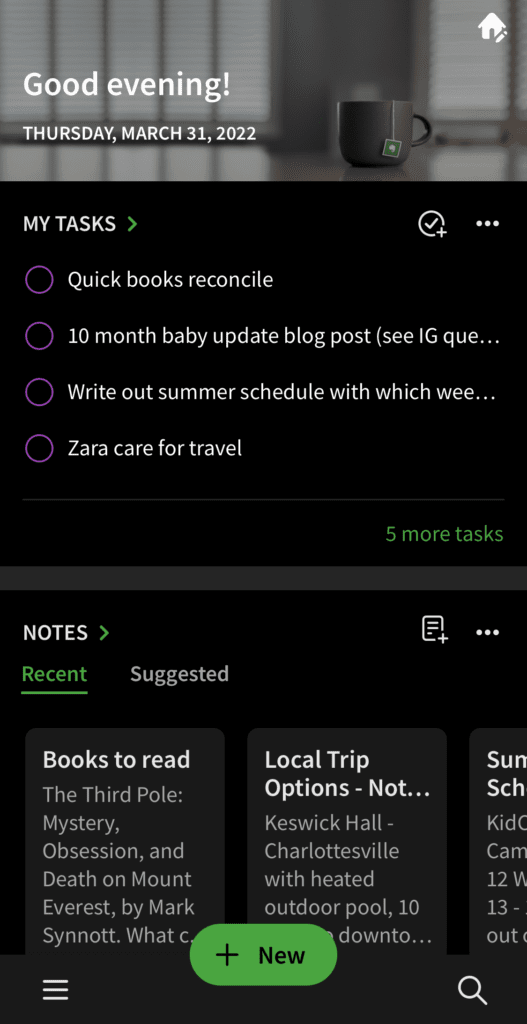 evernote app view