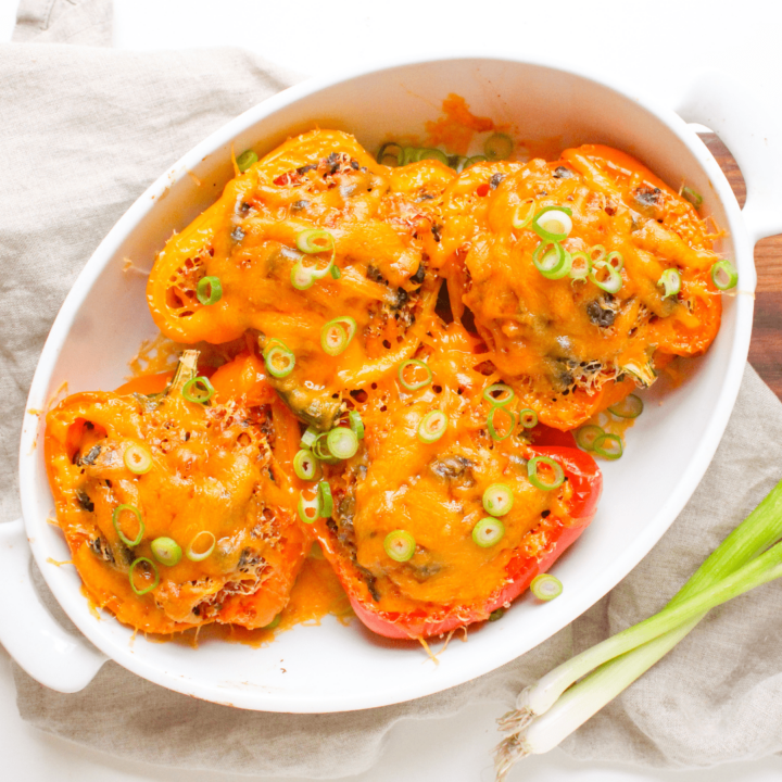 Cheesy Vegetarian Mexican Stuffed Peppers with Black Beans