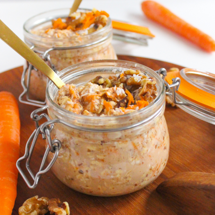 Creamy Carrot Cake Overnight Oats with Coconut Milk
