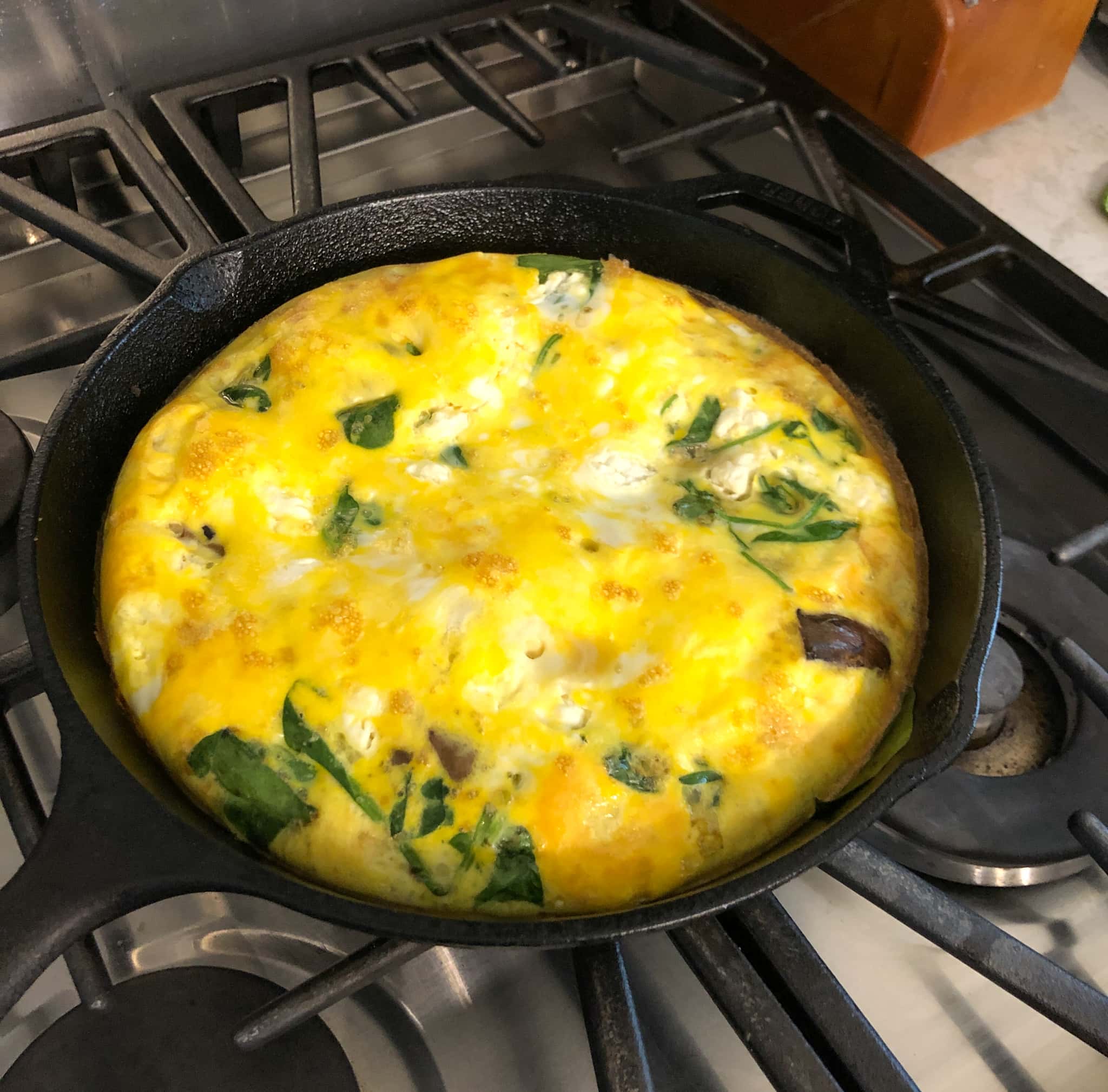 mushroom and spinach frittata with feta