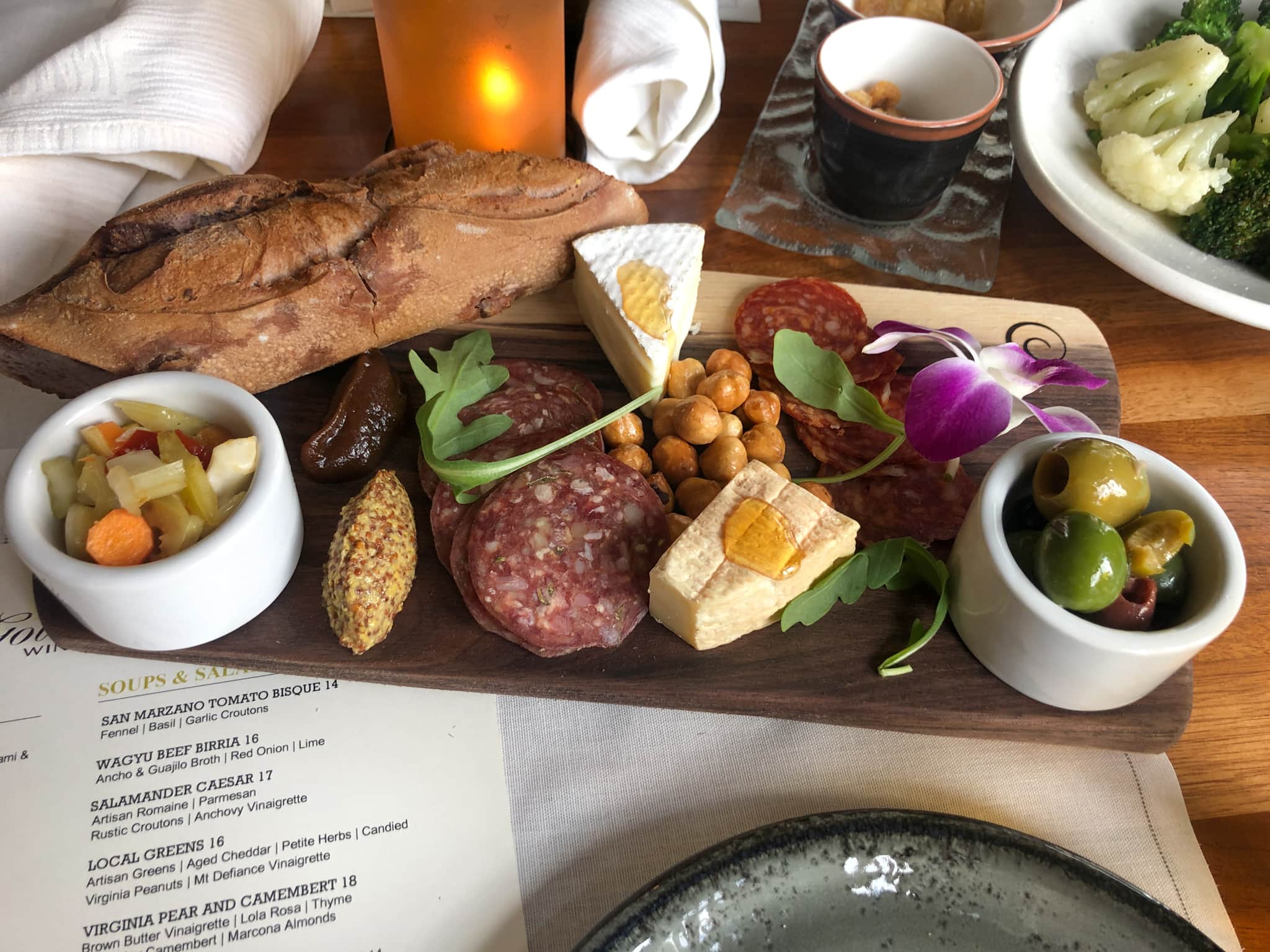 charcuterie board at salamander hotel
