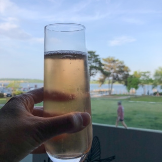prosecco with a view of old town waterfront