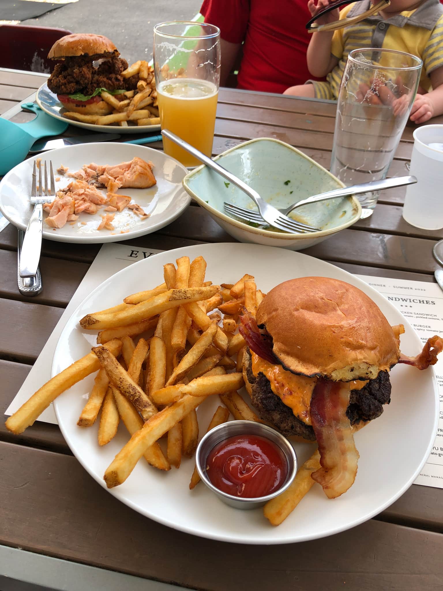 burger and fries from evening star cafe