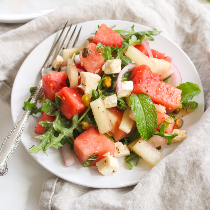 10-Minute Watermelon Feta Salad with Arugula (Summer Side)