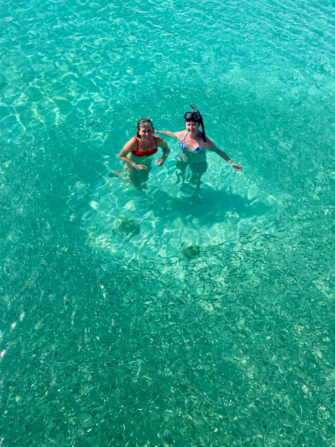 surrounded by a school of fish in turks and caicos