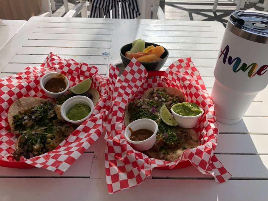 tacos with vegetables and pork