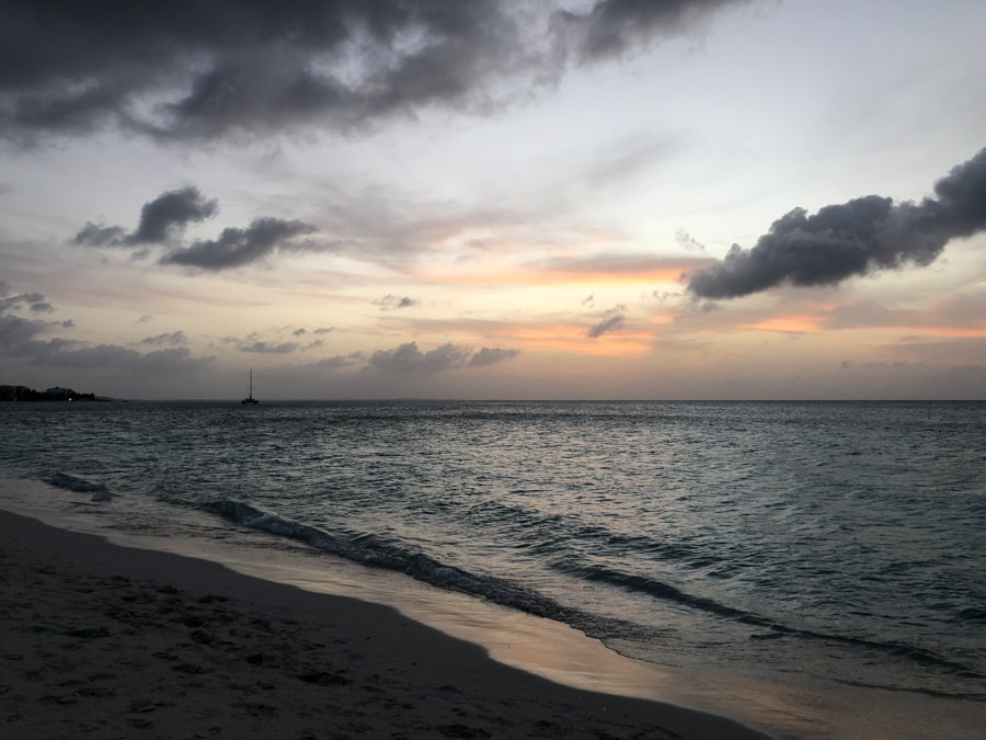 sunset over the beach in grace bay