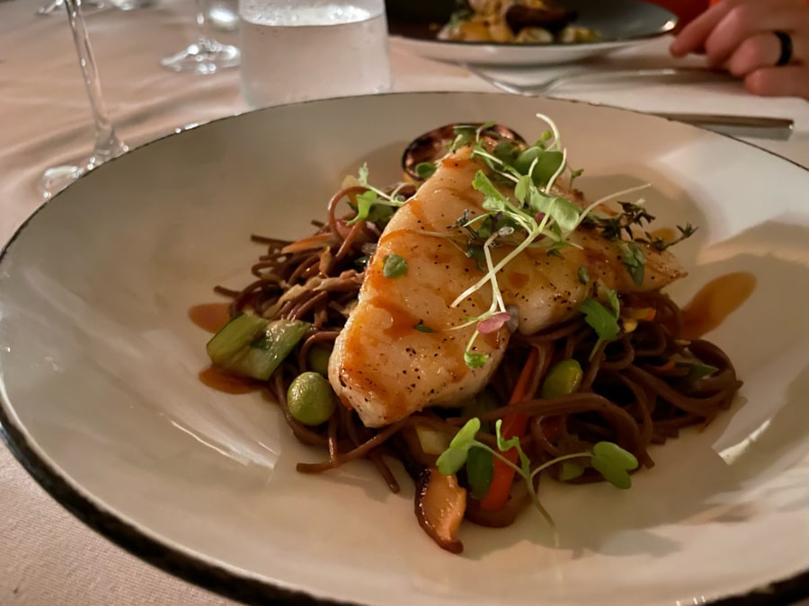 sea bass with asian noodles