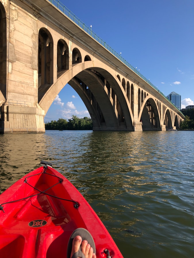 view of key bridge from a kayak