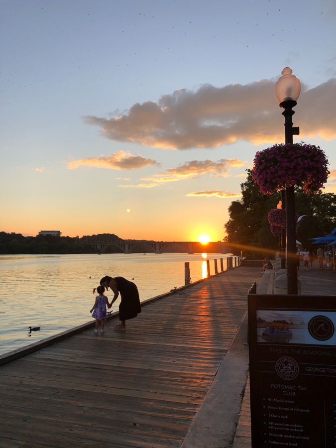 sunset view from the georgetown boardwalk