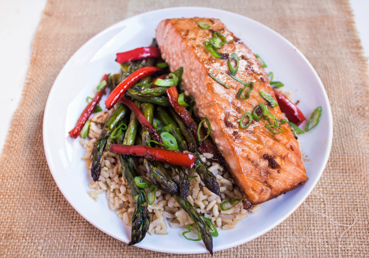 ginger soy salmon with veggies