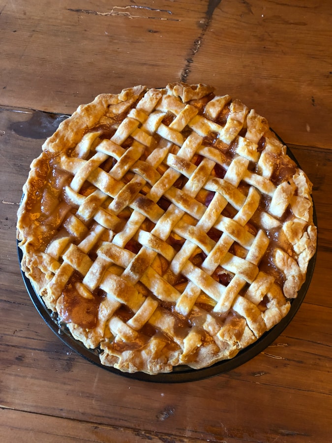 homemade sourdough peach pie