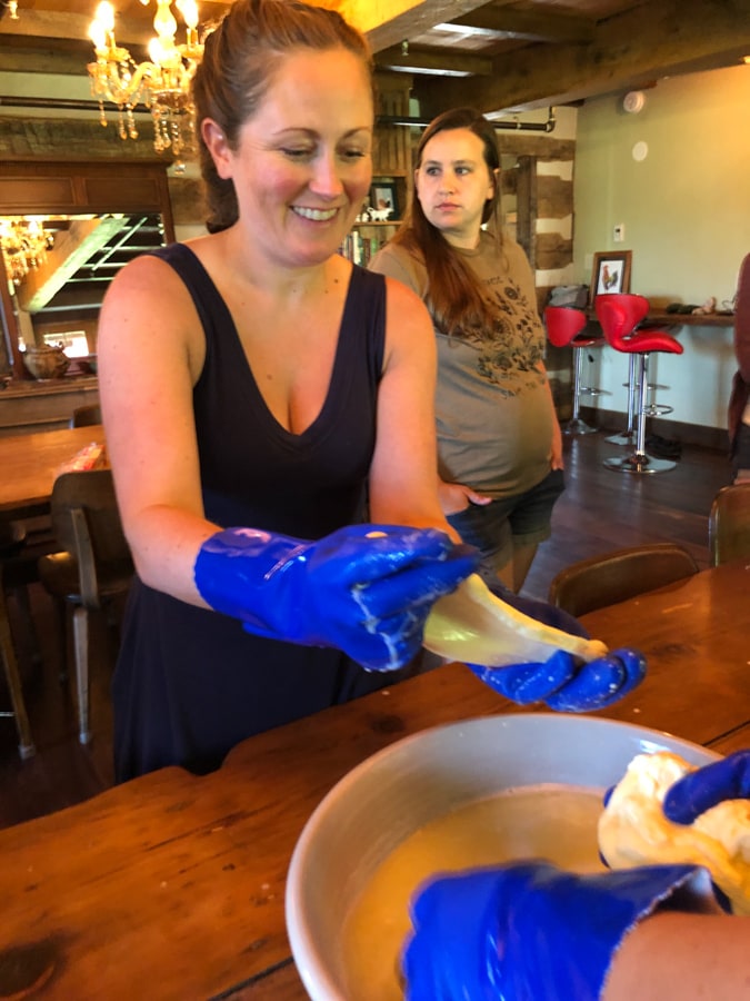 making homemade mozzarella