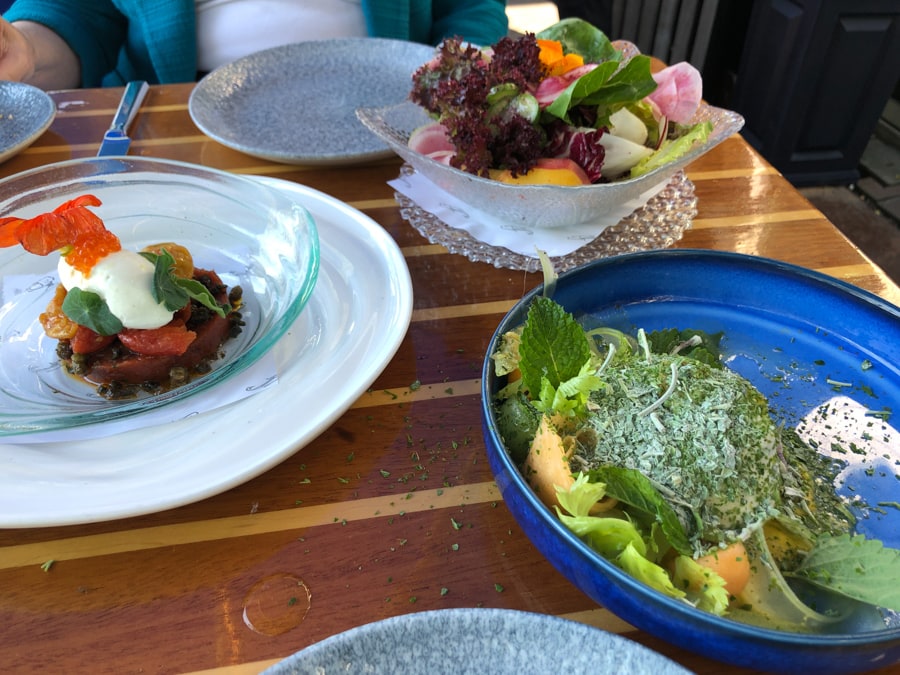 appetizers from fiola mare on the table