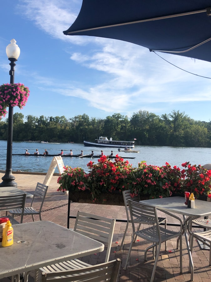 view of crew boats on the potomac river
