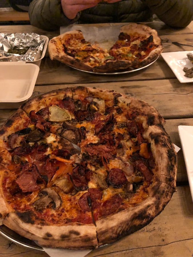 wood fired pizza from sweet pea cafe in bar harbor