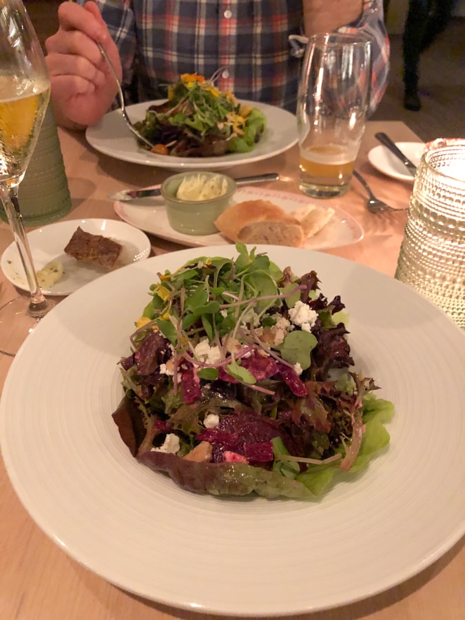 beet salad from the little fern restaurant at the claremont