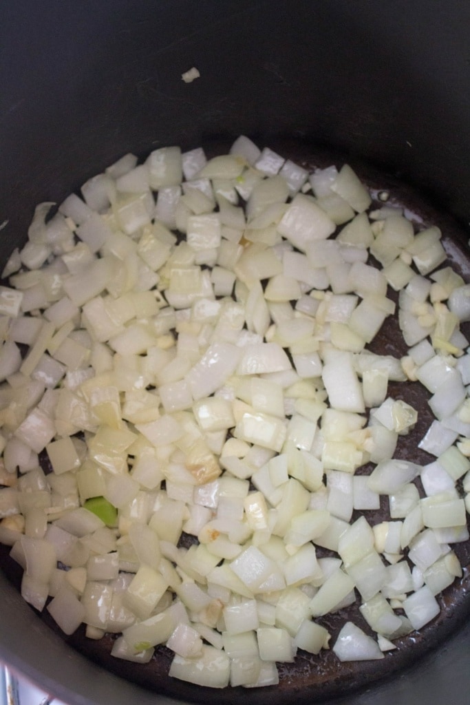 sauteed onions in a skillet
