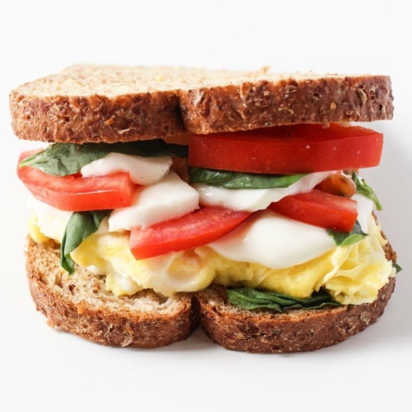 caprese scrambled egg sandwich