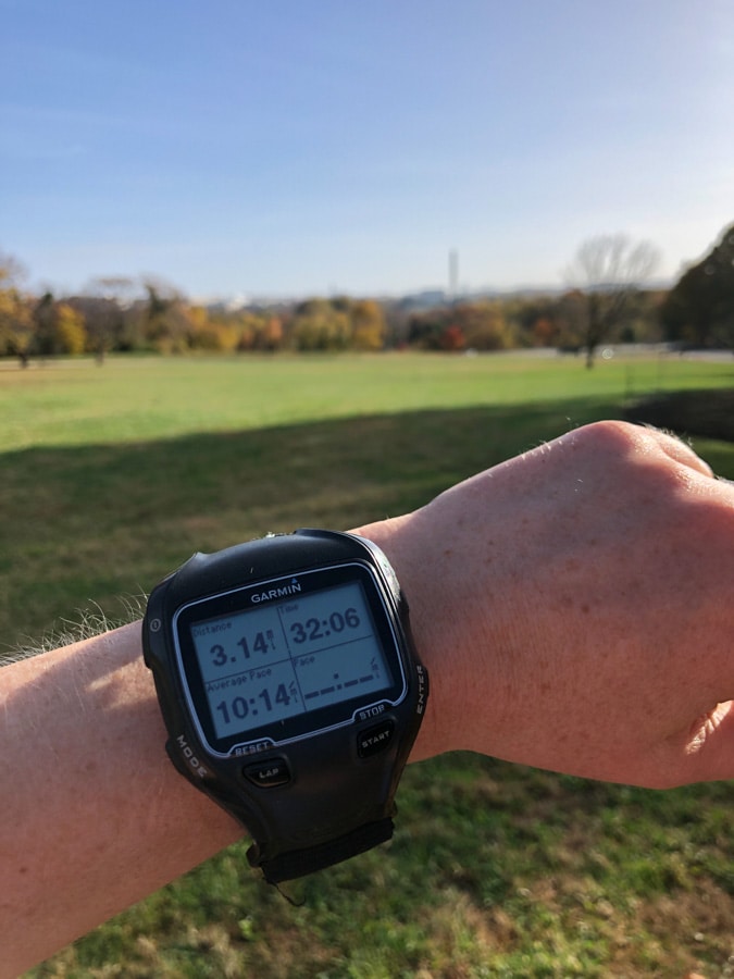 photo of the data on a garmin watch