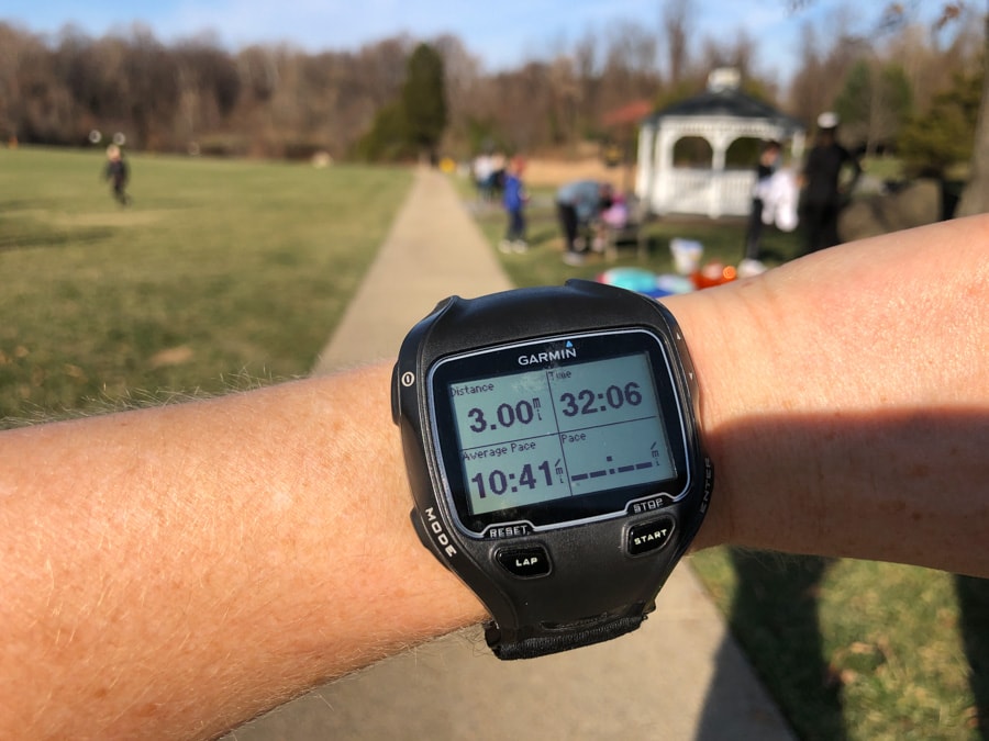 picture of a garmin watch with 3 miles