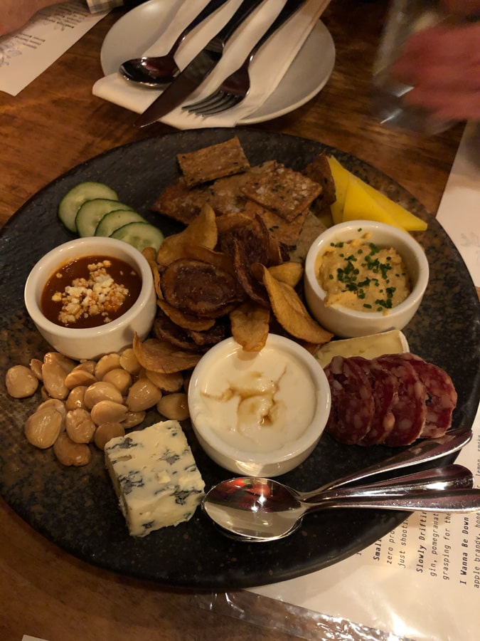 cheese board from Lucky restaurant in roanoke