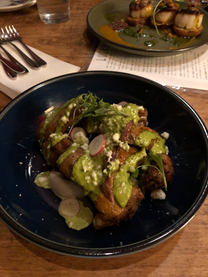 cilantro chicken wings from lucky restaurant roanoke