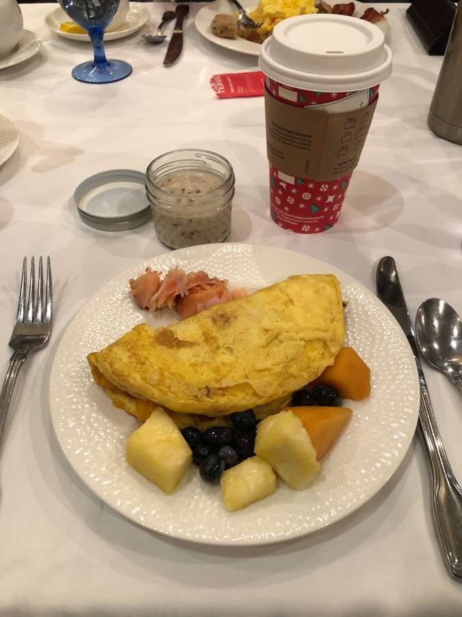 hotel breakfast omelette and overnight oats