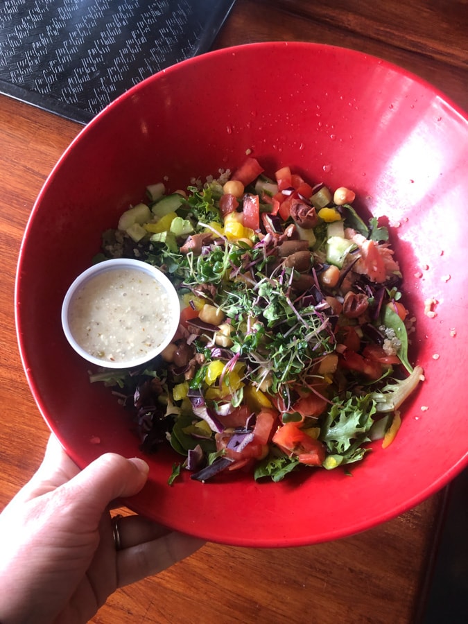 salmon quinoa greek salad