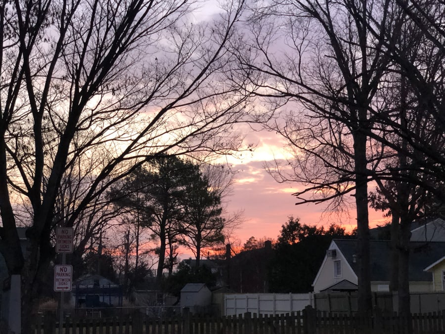 winter sunrise view in del ray alexandria