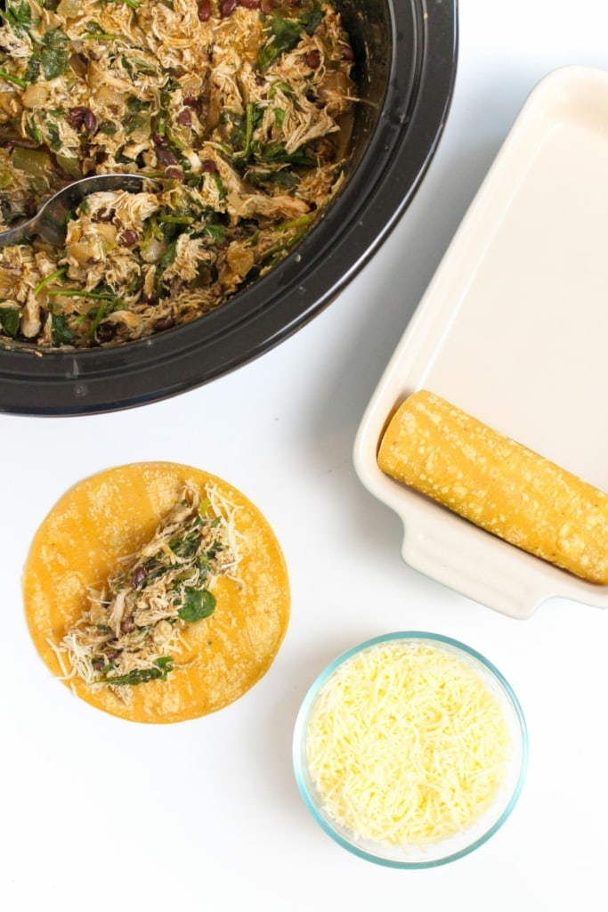 corn tortillas filled with enchilada mixture