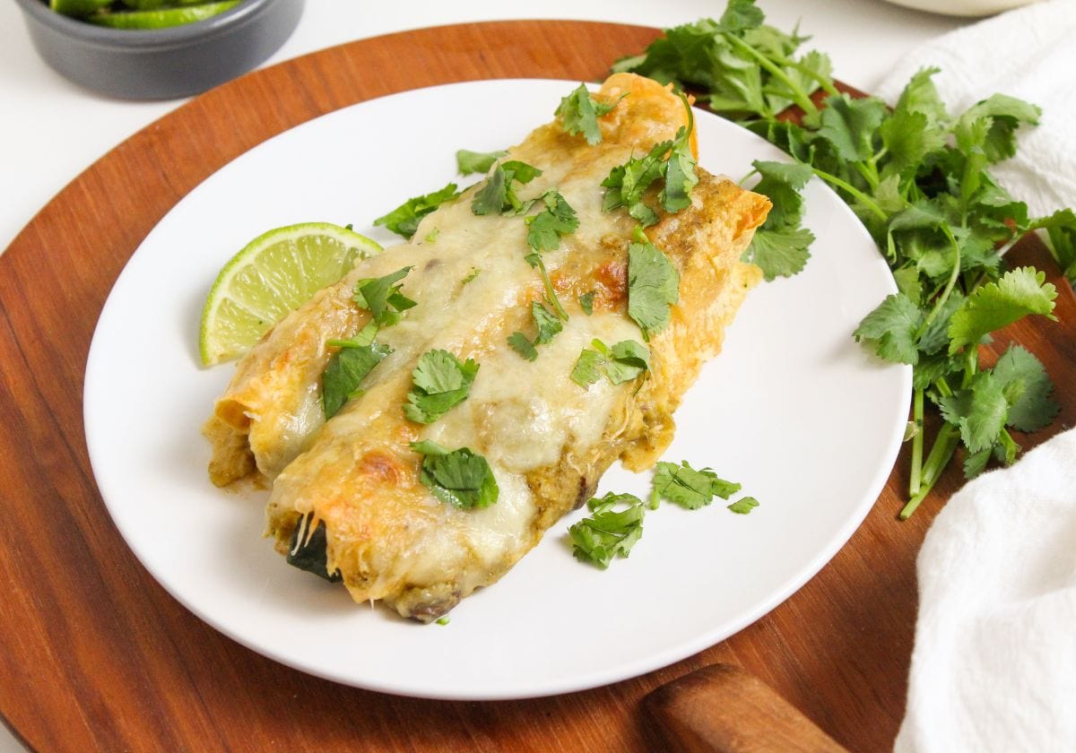 crock pot chicken enchiladas verde on a plate