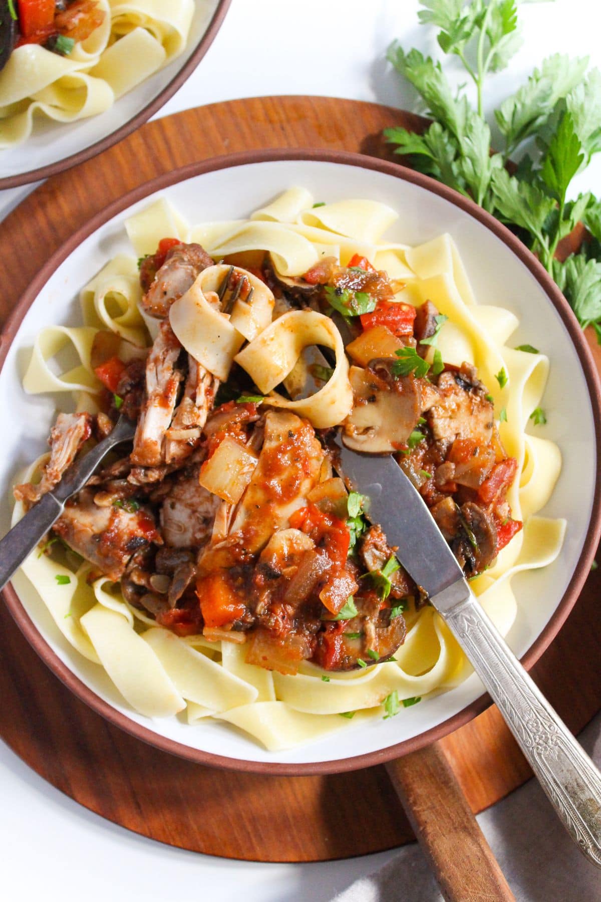 chicken cacciatore with pasta