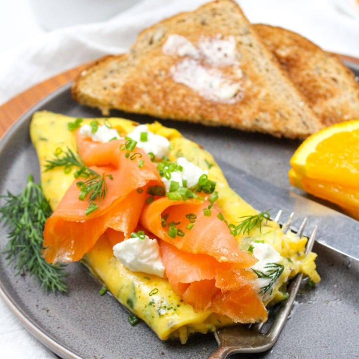 10-Minute Smoked Salmon Omelette with Goat Cheese