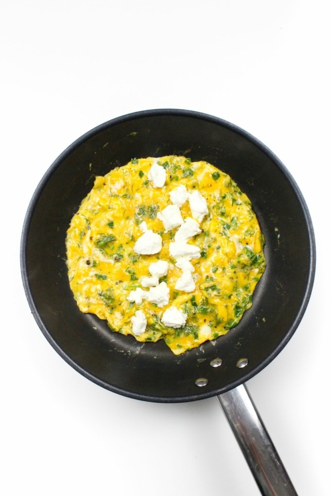 omelette with herbs and goat cheese