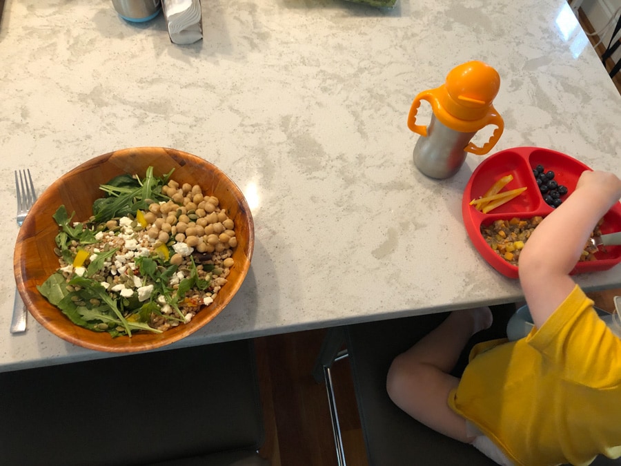 picture of kitchen table with food